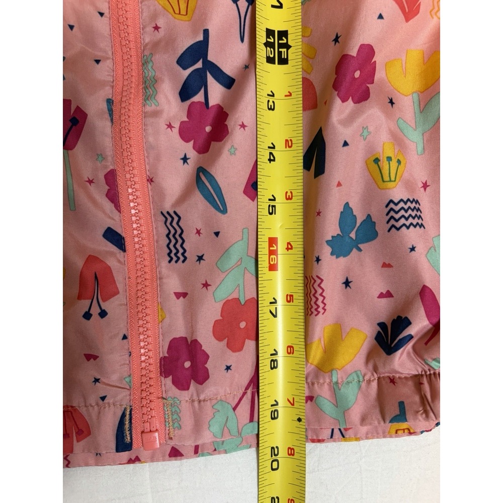 Eddie Bauer Kids Girls 7 Hooded Windbreaker Jacket Pink Floral Full Zip Pockets - Picture 7 of 12